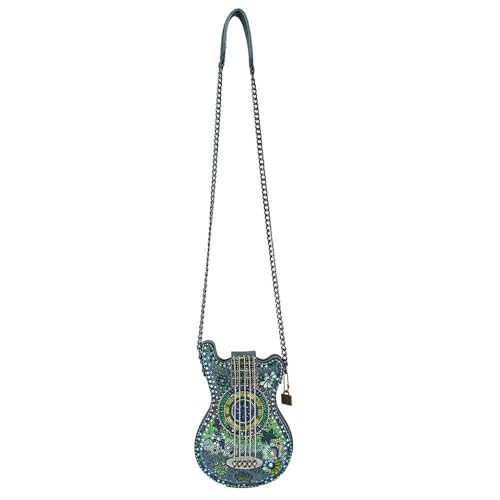 Image of Mary Frances Starlet Beaded Crossbody Guitar Handbag, Blue