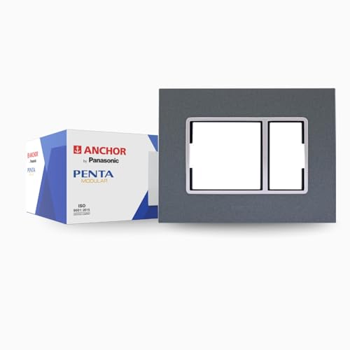 Anchor by Panasonic Penta 3 Module Gina Cover Plate with Chrome Collar for Switch Board (Black, 65803B-2) Anchor by Panasonic Penta 3 Module Gina Cover Plate with Chrome Collar for Switch Board (Black, 65803B-2)