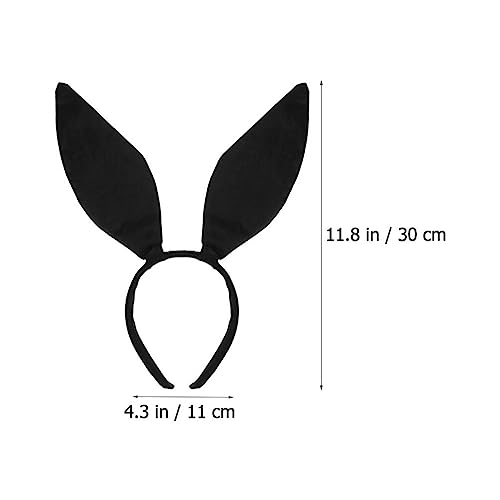FRCOLOR 2pcs Bunny Ears Headbands Rabbit Ear Ears Headbands Hair Band Bunny Costume Accessories, Black, 25X16CM - Image 4