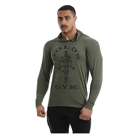 Gold's Gym UK Men's Hooded Long Sleeve T-Shirt, Black, 2XL Cover