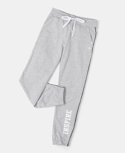 Image of Jockey AG68 Girls Super Combed Cotton French Terry Graphic Printed Relaxed Fit Joggers