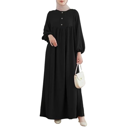Robe longue décontractée à manches bulles pour vos terrasses de printemps