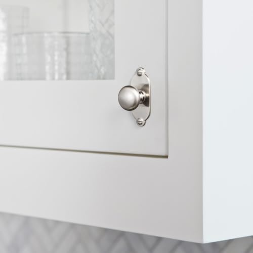 Image of Goo-Ki Brushed Satin Nickel Zinc Alloy Cabinet Large Knob with Backplate - Single Hole Center Cabinet Pull Hardware for Bedroom, Kitchen, 6 Pack(8611-G013)