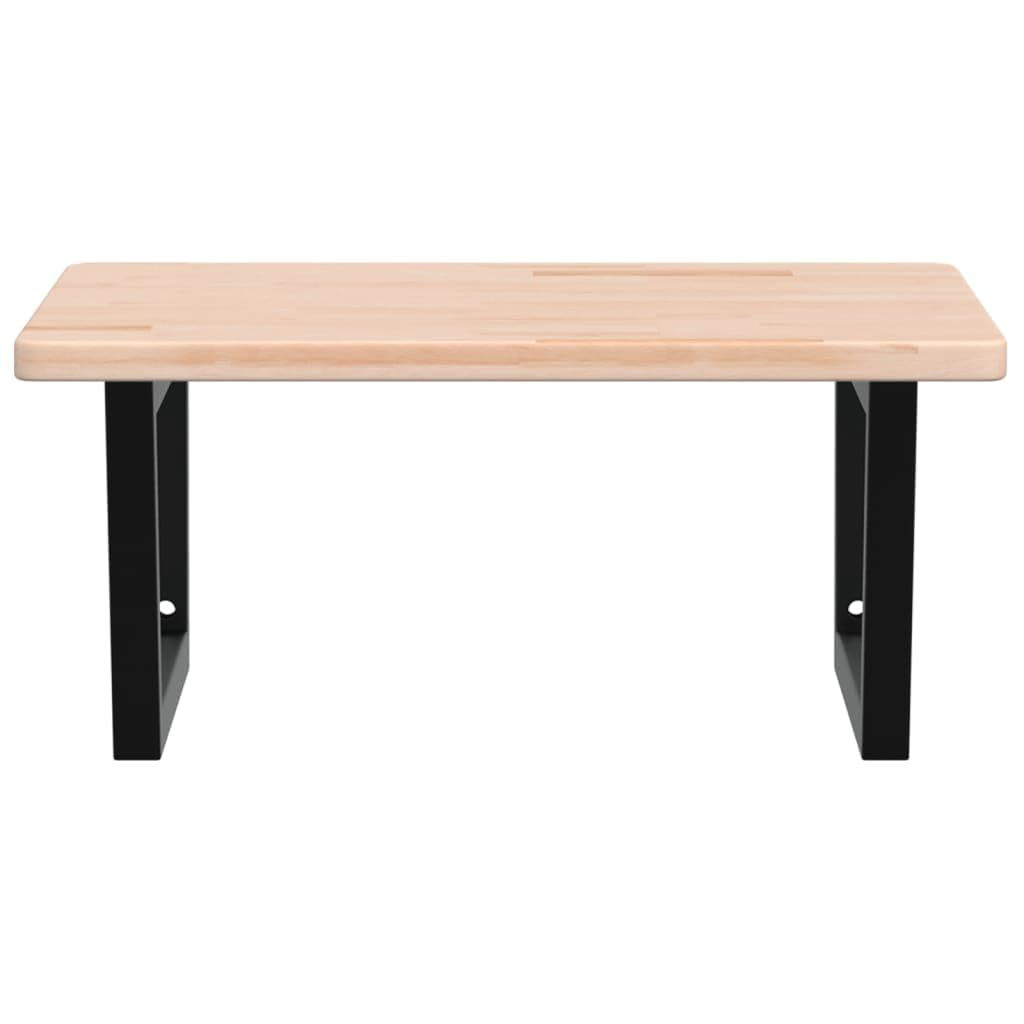 Lavabo flotante de madera maciza de roble con mango de acero, estante de pared de baño resistente, estante para cremas y toallas que ahorra espacio, sin taladrar