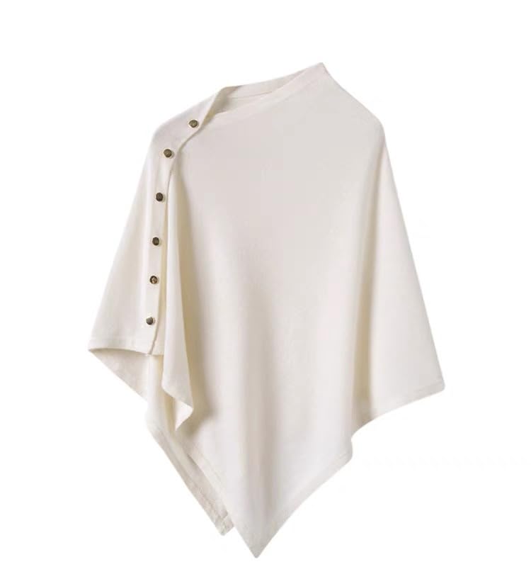 Poncho De Mujer,Chales Y Abrigos De Lana Para Mujer Jersey Sin Mangas Poncho De Punto Con Botones Elegante Suave Y Cálida Bufanda De Cachemira Suéter De Capa De Punto Para Otoño E Invi