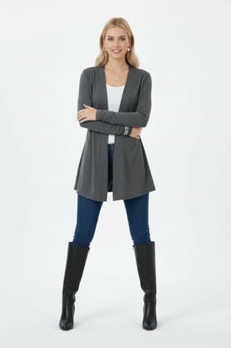 Image of ToBeInStyle Womens Open Front Long Sleeve Lightweight Asymmetrical Draped Cardigan with Side Pockets
