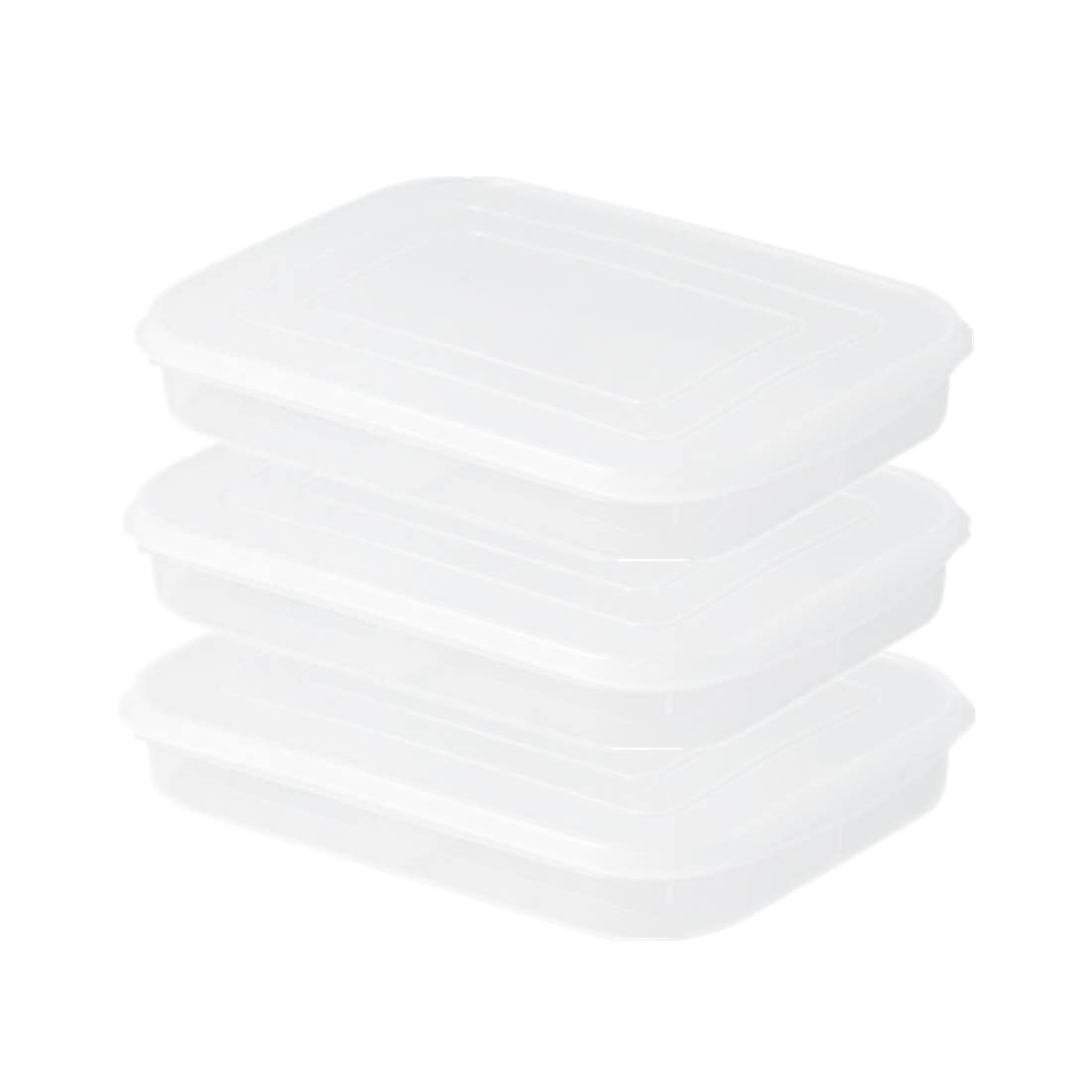 Large Plastic Box for Kitchen&Refrigerator&Freezer Organization, Meat Container with 4 Division Grids, Set of 3 (1780 ml/60.2 oz)