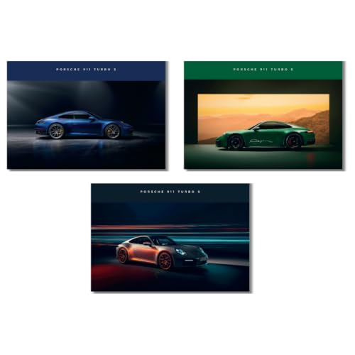 Image of Live Mad Live Crazy Porsche 911 Turbo S Car Poster Set of 3 A4 Size (21 x 29.7 cm) | 300 GSM Matte Finish Paper | Unframed Sports Car Wall Art for Room Decor, Office & Garage