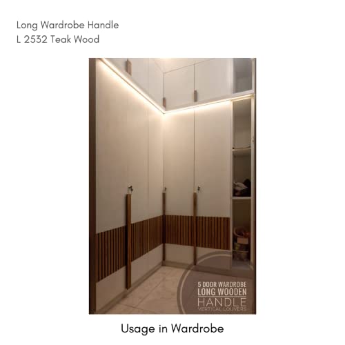 Image of Long Unfinished Wardrobe Pull Handle 2532 Teak Wood (42 Inch)