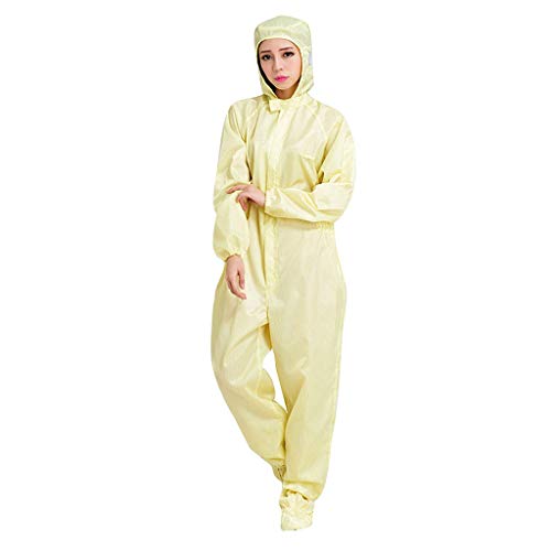 Lloopyting Protective Coverall with Elastic Cuffs Coverall Chemical Hazmat Isolation Suit Yellow