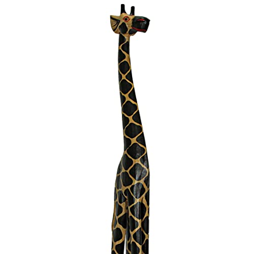 Zeckos Hand Carved Brown Wood Giraffe Sculpture Safari Home Decor Statue 36 Inches High #TOP3