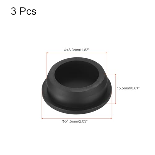 Image of uxcell High Temp Silicone Plug Mount Dia 46.3mm /1.82 inch t Shaped Rubber Stopper Hole Plugs for Powder Coating Plating Waterproof Plugs Sealing Plugs Black Pack of 3(OD 51.5mm)