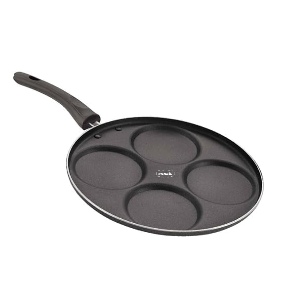 Image of Pencil Signature Non Stick Uttapam Tawa(4Pits) | 4 Cavities | Uttapam Maker | Pan Cake Maker | Gas Top Compatible Tawa | Durable and Efficient