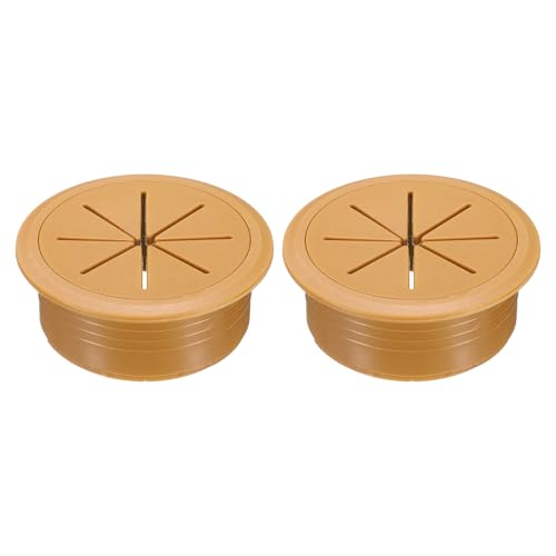 uxcell 2 Pcs Desk Grommet, 2.09 inch 53mm Desk Cable Hole Cover Wire Hole Insert for Home Office Table Cabinet Cord Organizer, Brown