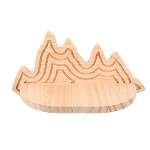 TOYANDONA Étagères Flottantes Murales en Bois Massif Beige, Forme Montagne, Installation Murale Gain de Place, Style Rustique et Moderne pour Salon ou Chambre
