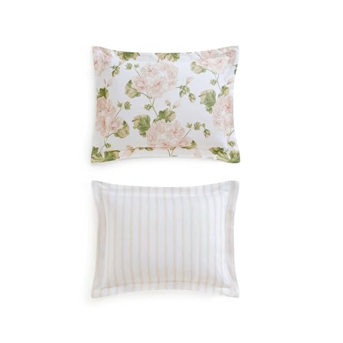 Image of Martha Stewart - Queen Comforter Set, 100% Silky Smooth Cotton Sateen Floral Bedding for Year Round Comfort, 3 Piece Bed Set with Matching Pillowcases (Geranium Bloom Pink)