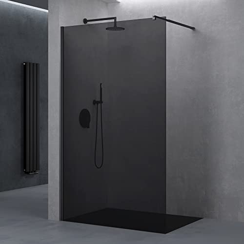 doporro Paroi de Douche Pare-Douche Verre de Securite Gris Teinté 10mm Douche à L'Italienne Barre de Stabilisation Inox Bremen2VG 120x200cm