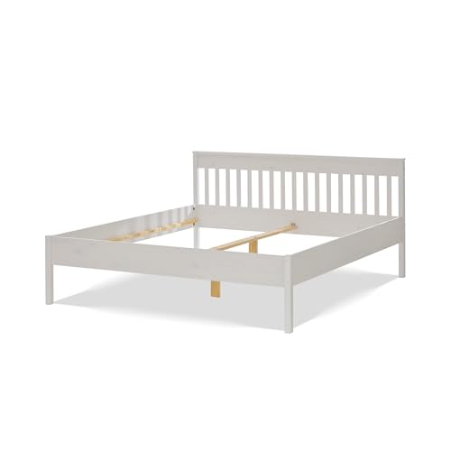 KHG Bett 180 cm Landhausstil weiß Massivholz Kiefer-Echtholz Bett-Gestell 200x180 cm