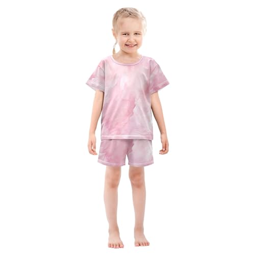 Pink Marble Kids Pjs Set Boys Girls Summer Short-Sleeve Sleepwear Pajamas 2PCS3