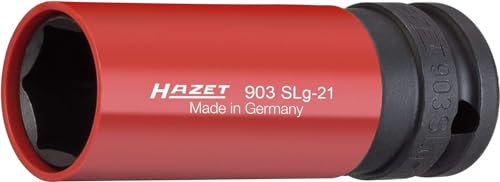 HAZET Steckschlüssel-Einsatz 903SLG-21 I Antrieb: Vierkant und Außen Sechskant Abtrieb für Kfz und Auto Reifenwechsel, Schlüsselweite: 21 mm I für Maschinenbetätigung I Made in Germany