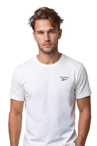 Image of Reebok Men's 100% Cotton Casual T-Shirt - Pure Cotton Soft Breathable Regular Fit Half Sleeve Tee for Men | Round Neck Tshirt for Men Cotton Tshirt