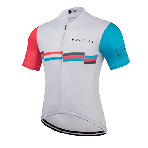 WOLFIRE WF Maillot Ciclismo Hombre de Verano, Fabricado en Poliester. Ropa Ciclismo Hombre para MTB y Carretera. Ropa Ciclismo.Maillot de Ciclismo para Hombre