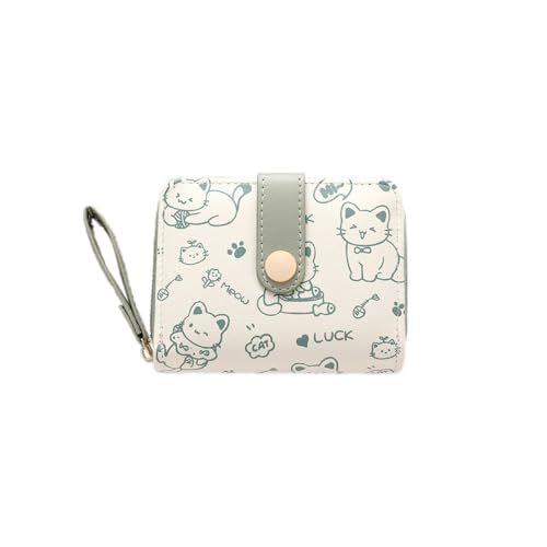 Women's Wallets, Women's Small Cute Wallet, Cute Cat Pattern Credit Card Holder with Zipper for Cash, Keys, ID card, Coins