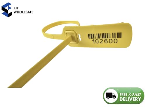 Plastic Security Seals SE with Metal Insert – 100 pcs Yellow-16-Inch/40cm - Tamper-Proof -Seals for Logistics, Warehousing & Industrial Use - Adjustable Pull-Tight Safety Locks - Disposable