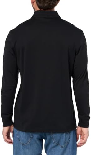 BOSS, Tonal Logo Interlock Long Sleeve Polo Shirt, Pitch Black, L - 1
