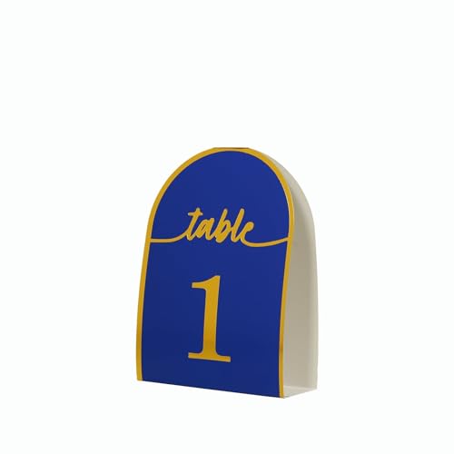 25 Royal Blue Paper Table Numbers with Metallic Gold Foil 1-25 Numbers - Gold Table Numbers for Wedding Reception - Table Number Cards - Table Wedding Number Cards