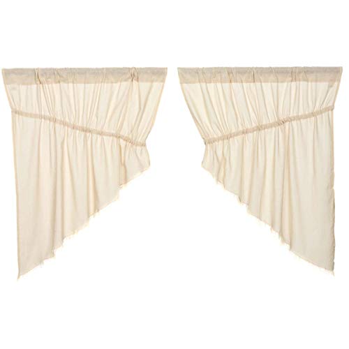 VHC-Brands-Tobacco-Cloth-Collection-Farmhouse-Kitchen100-Cotton-Country-Window-Curtains-Fringed-Prairie-Swag-Pair-2-pc-Set-Natural VHC Brands Tobacco Cloth Collection Farmhouse Kitchen100 Cotton Country Window Curtains Fringed Prairie Swag Pair 2 pc Set Natural