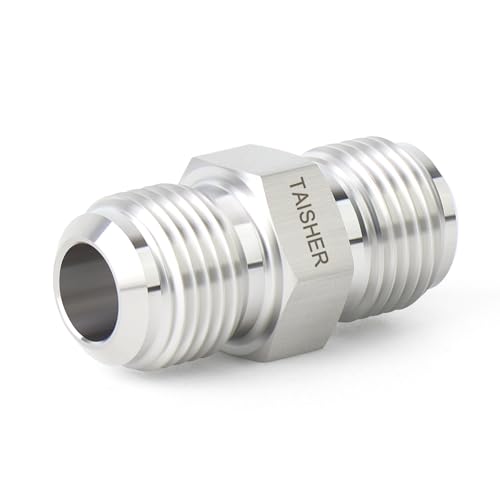 Image of TAISHER 5PCS Forging of 304 Stainless Steel JIC Flare Tube Fitting, 3 /8 inch JIC Male x 3 /8 inch JIC Male, Union