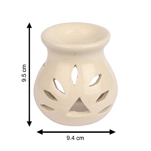 Image of Pure Source India Ceramic Aroma Burner (4 x 3 inch, Ivory & White)