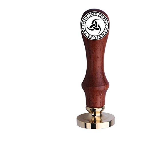 Kooer Norse Viking Rune Odin's Horns Wax Seal Stamp Viking Rune Sealing Wax Stamp Wedding Invitation (Style 4-Seal with Handle)