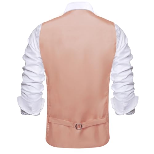 Image of Hi-Tie Men's Formal Suit Vest Solid Fit Vest for Men 3 Pockets V Neck Waistcoat Business Wedding Casual