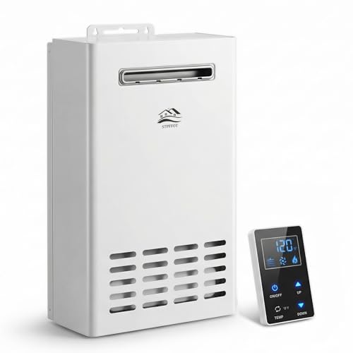 Propane Tankless Water Heater Outdoor, 5.2 GPM 130000 BTU On Demand Hot Water Heater with Remote Control, 110V Residential Instant Propane Waterheater