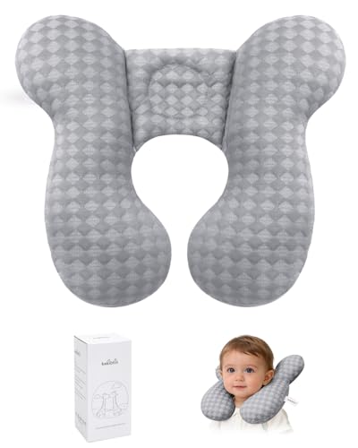 Image of KAKIBLIN Baby Travel Pillow, Upgraded Baby Neck Pillows for Car Seat, Infant Neck Support Pillow for Head and Neck,Newborn Head Support for Car Seat,Pushchair