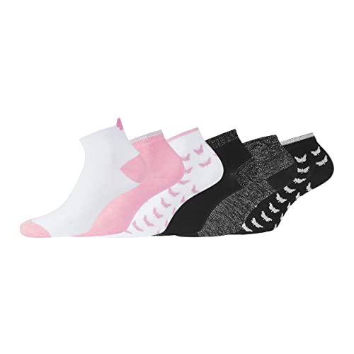 Les P'tites Bombes Chaussette Femme - Lot de 6 - Socquettes Fille, Anti-glisse avec renfort, Douce & Respirante, Noir, 35-38 Cover