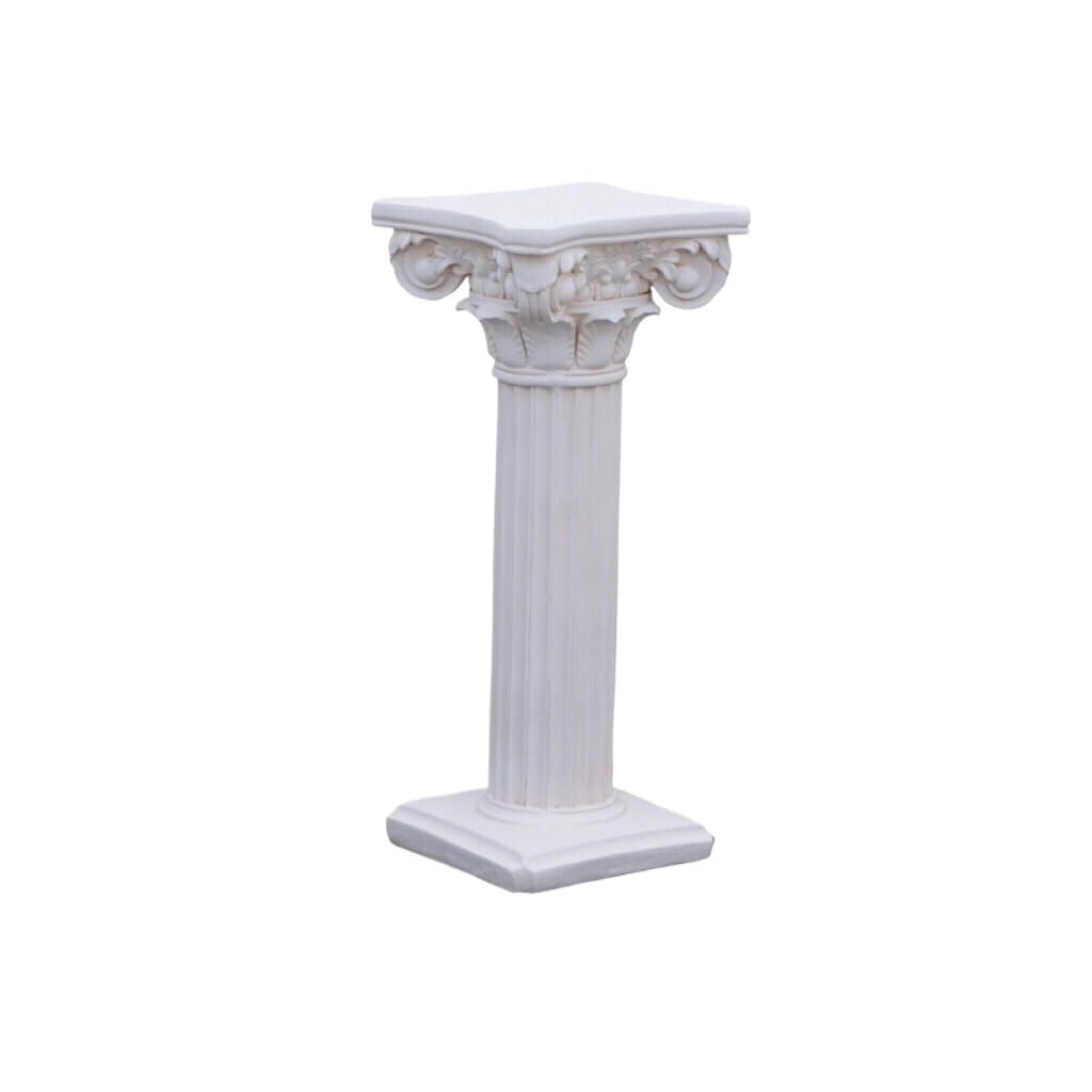 White Roman Pillar Pedestal Stand, Greek Column Figurine for Garden Backyard Patio
