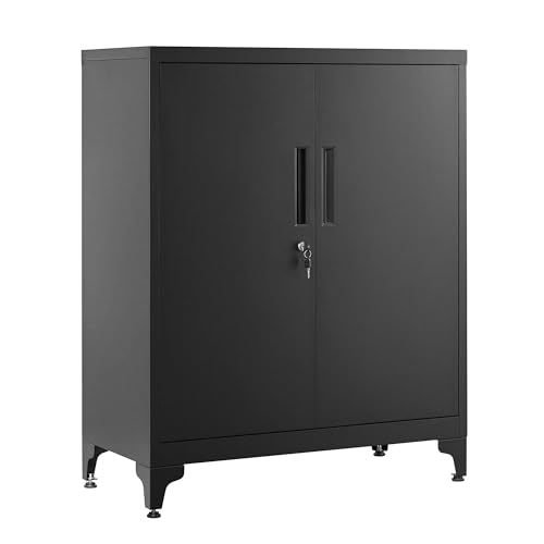 Mehrzweckschrank, Aktenschrank, Büroschrank mit 2 Türen, Schrank abschließbar, Aufbewahrungsschrank aus Stahl, für Arbeitszimmer, Wohnzimmer,40 x 80 x 90 cm (Mattschwarz) Mehrzweckschrank, Aktenschrank, Büroschrank mit 2 Türen, Schrank abschließbar, Aufbewahrungsschrank aus Stahl, für Arbeitszimmer, Wohnzimmer,40 x 80 x 90 cm (Mattschwarz)