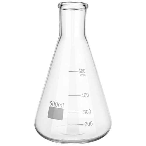 Artibetter Fiole Erlenmeyer Fond Plat 500ml en Verre pour Laboratoire Chauffage Homogène et Usage en Recherche