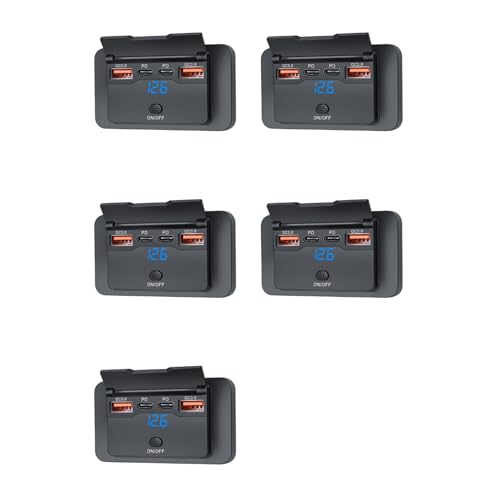 Cargador USB de 4 puertos 12V de 108W con doble PD QC3.0 para coche y moto