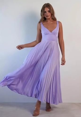 Tea Length Pleated Satin Bridesmaid Dresses for Women V Neck Formal Gown A Line Wedding Guest Dress2
