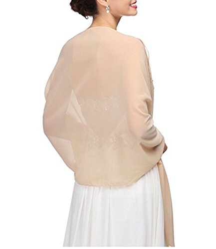 Chiffon Bridal Wedding Shawl Wrap Women's Evening Dress Stole Scarves champagne L2