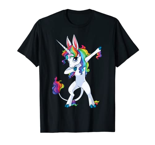 Dabbing Unicorn T shirt Bambina Donne Bambini Arcobaleno Unicorns Maglietta