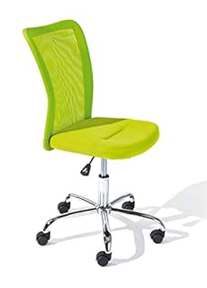 Inter Link - Sedia da ufficio per bambini - Sedia ergonomica girevole - Altezza regolabile - Base in metallo cromato - Rivestimento in tessuto Mesh traspirante - Girevole a 360° - Verde - Bonnie