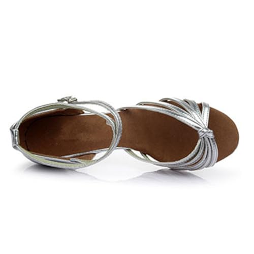 Chaussures de Danse Latine Satinées à Talons Ouvert Bride Noir