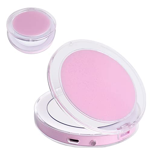 TANSHINE Miroir de maquillage compact avec lumières LED, miroir de poche rechargeable grossissant x1 x 3, portable, pliable, à paillettes, pour voyage, sac à main, rose scintillant Cover