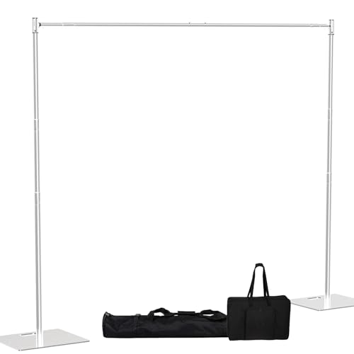 Image of HAYOHRT Pipe and Drape Backdrop Stand Kit 8x10 ft Adjustable Photo Background Backdrop Stand Heavy Duty with Metal Base for Party Wedding Video Studio Birthday Background Banquet Decorations Silver