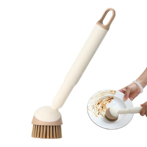 Dish Brush, Pot Scrubber, Cleaning Brush, 2,17 x 2,17 x 10,83 pulgadas, Ergonomic Handle Design, Deep Bristles, Ideal para cocina Dishwashing in Apartment, Household, Gold Restaurant Use